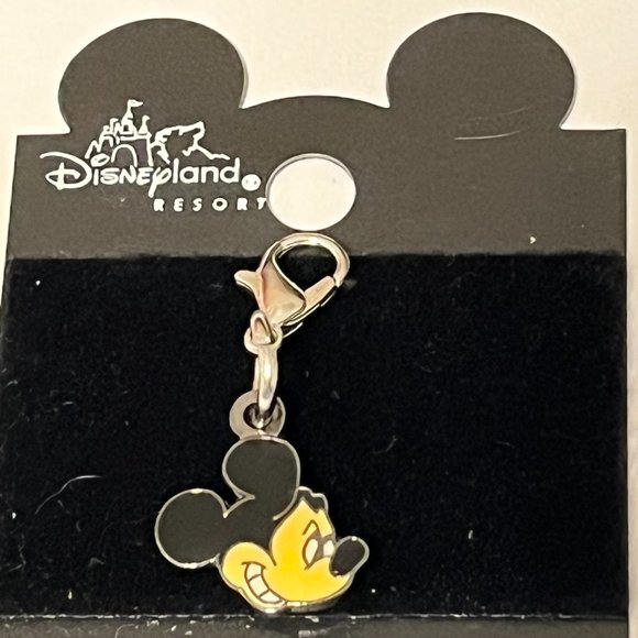 Vintage Mickey Mouse Clip Charm Bracelet Zipper Pull Backpack Purse Black Enamel - Picture 8 of 8